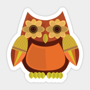 Harvest Owl - Red Orange Sticker